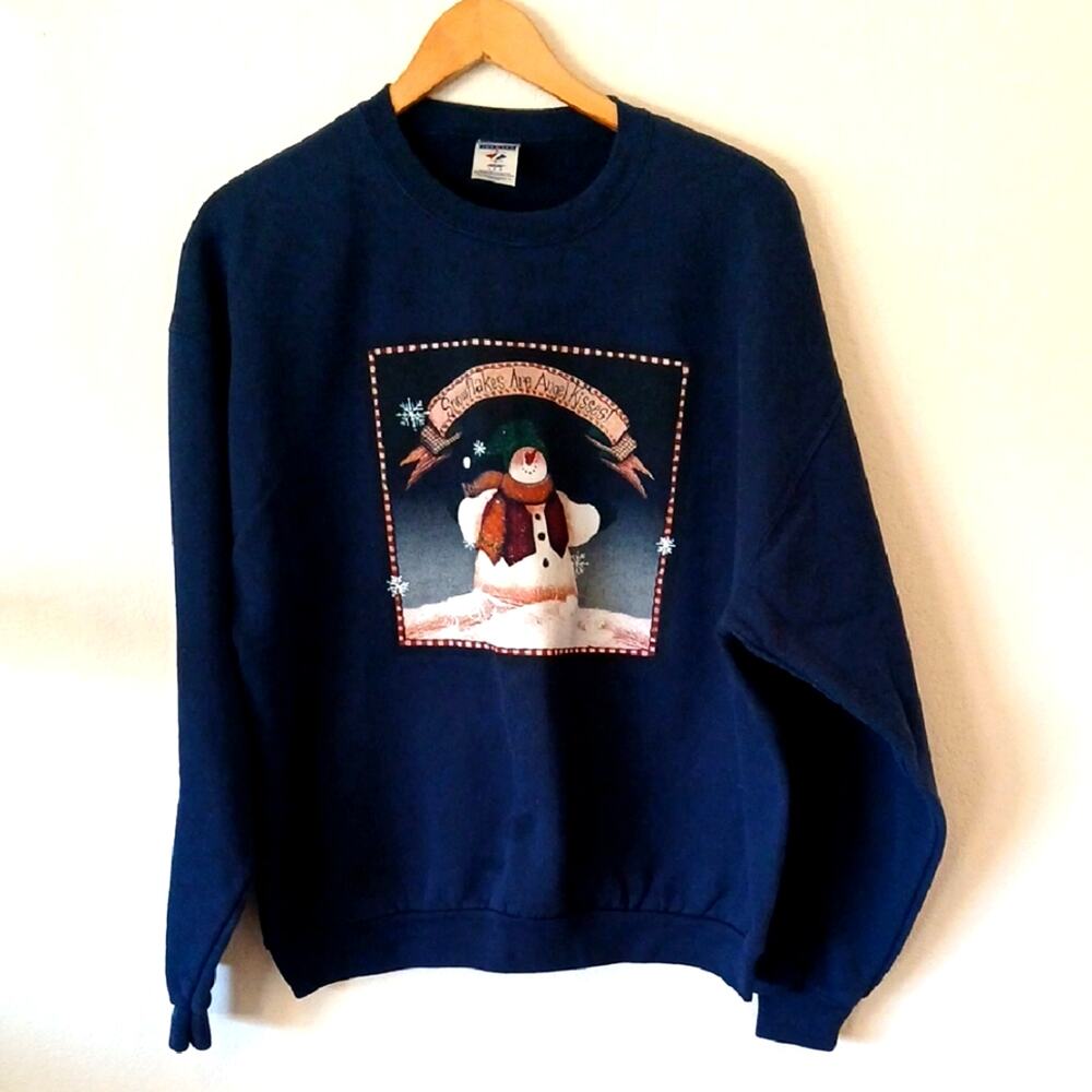 Vintage Snowman Snowflakes Are Angel Kisses Sweatshirt